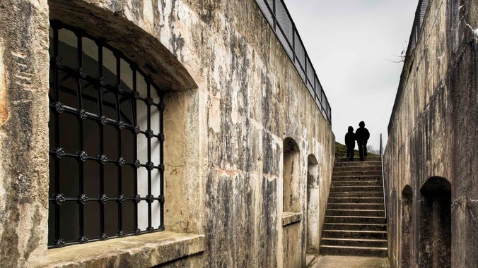 Looking along the casemates at Reigate Fort, Surrey